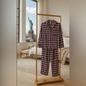 UGG Raven Plaid Flannel Long Sleeve Button Down Top with Long Pants Pajama Set S